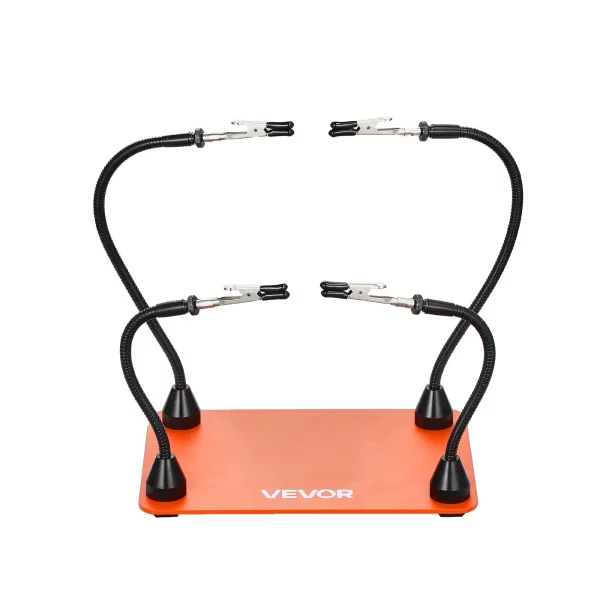 Spájkovacia pomôcka z tretej ruky 201x140x3 mm, magnetická spájkovacia stanica, 4 flexibilné ramená, s krokosvorkami a protišmykovou oceľovou základňou, na opravy elektroniky, remeslá, koníčky, domáci kutilstvo – Obrázok 3