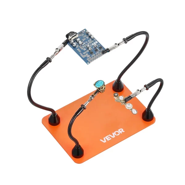 Spájkovacia pomôcka z tretej ruky 201x140x3 mm, magnetická spájkovacia stanica, 4 flexibilné ramená, s krokosvorkami a protišmykovou oceľovou základňou, na opravy elektroniky, remeslá, koníčky, domáci kutilstvo – Obrázok 2