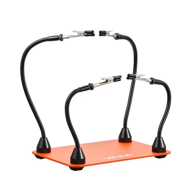 Spájkovacia pomôcka z tretej ruky 201x140x3 mm, magnetická spájkovacia stanica, 4 flexibilné ramená, s krokosvorkami a protišmykovou oceľovou základňou, na opravy elektroniky, remeslá, koníčky, domáci kutilstvo – Obrázok 5
