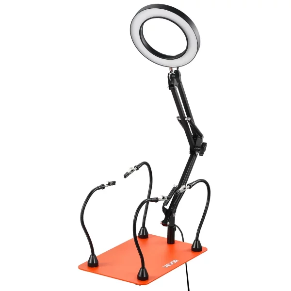 Spájkovacia pomôcka z tretej ruky, magnetická spájkovacia stanica, 4 flexibilné ramená, nástroj s 3x LED zväčšovacou lampou a protišmykovou základňou, na opravy elektroniky, remeslá, koníčky, domáci kutilstvo – Obrázok 3