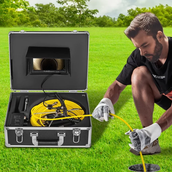 Kanalizačný fotoaparát VEVOR s 512Hz sledovaním, 30m, 9-palcový inšpekčný fotoaparát na potrubia so samoniveláciou, 36x zoom, endoskop s 12 LED diódami, 32GB karta, vodotesný hadí fotoaparát IP68 pre kanalizačné potrubia – Obrázok 4