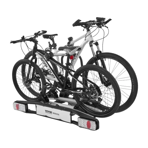 Nosič bicyklov s uchytením vhodný pre montáž 5 cm, zadný nosič bicyklov pre 2 bicykle s nosnosťou do 65 kg, uzamykateľný nosič bicyklov pre elektrobicykle so zadným svetlom – Obrázok 4