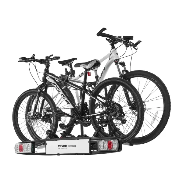 Nosič bicyklov s uchytením vhodný pre montáž 5 cm, zadný nosič bicyklov pre 2 bicykle s nosnosťou do 65 kg, uzamykateľný nosič bicyklov pre elektrobicykle so zadným svetlom – Obrázok 2