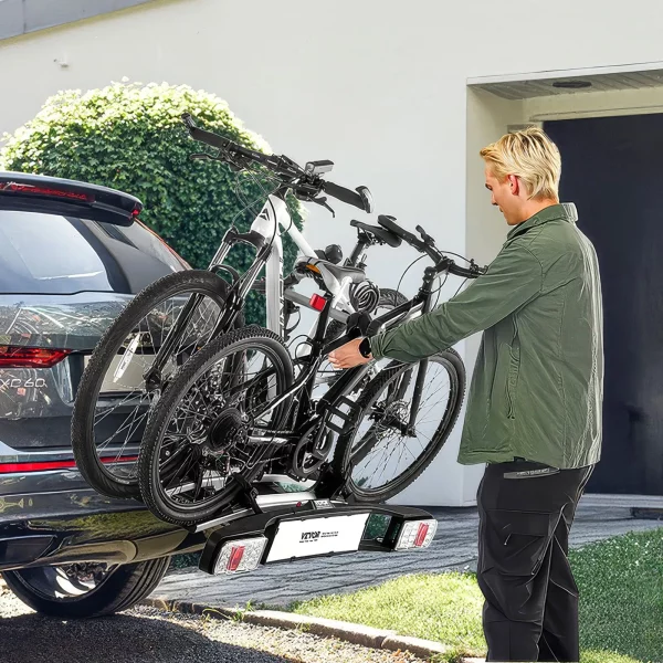 Nosič bicyklov s uchytením 5 cm, zadný nosič bicyklov pre 3 bicykle s nosnosťou do 65 kg, uzamykateľný nosič bicyklov pre elektrobicykle so zadným svetlom – Obrázok 6
