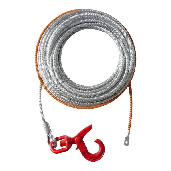 Oceľové lano 9,5 mm x 15,2 m, pevnosť v ťahu 67,6 kN, lesné lano s otočným hákom, zdvíhacie lano, ťažné lano, ideálne pre štvorkolky, UTV, autá, SUV alebo veľké terénne vozidlá. – Obrázok 4