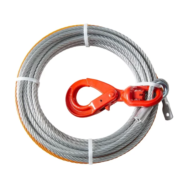 Oceľové lano 9,5 mm x 15,2 m, pevnosť v ťahu 67,6 kN, lesné lano s otočným hákom, zdvíhacie lano, ťažné lano, ideálne pre štvorkolky, UTV, autá, SUV alebo veľké terénne vozidlá. – Obrázok 3