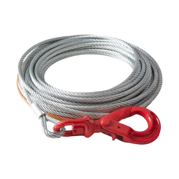 Oceľové lano 9,5 mm x 15,2 m, pevnosť v ťahu 67,6 kN, lesné lano s otočným hákom, zdvíhacie lano, ťažné lano, ideálne pre štvorkolky, UTV, autá, SUV alebo veľké terénne vozidlá. – Obrázok 2