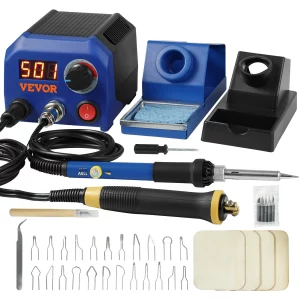 Profesionálny nástroj na vypaľovanie dreva  na pyrografiu, pyrografická sada s dvojitým perom a dvojitým konektorom, pyrografické zariadenie, sada pyrografických strojov, pyrografická stanica vrátane 23 drôtených hrotov, pyrografická žehlička