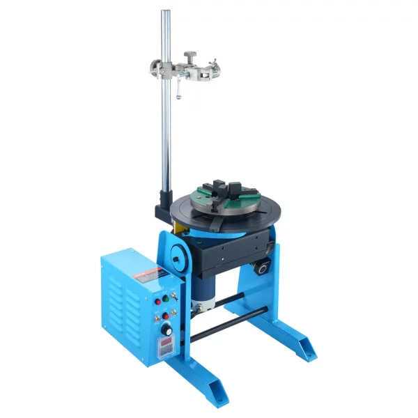 Zvárací otočný stôl 80W, zvárací polohovač 1-12 ot./min., manipulátor, otočný stôl 30 kg (horizontálne)/15 kg (vertikálne), uhol sklonu 0-90°, trojčeľusťové skľučovadlo KD200 na rezanie, brúsenie a montáž – Obrázok 4