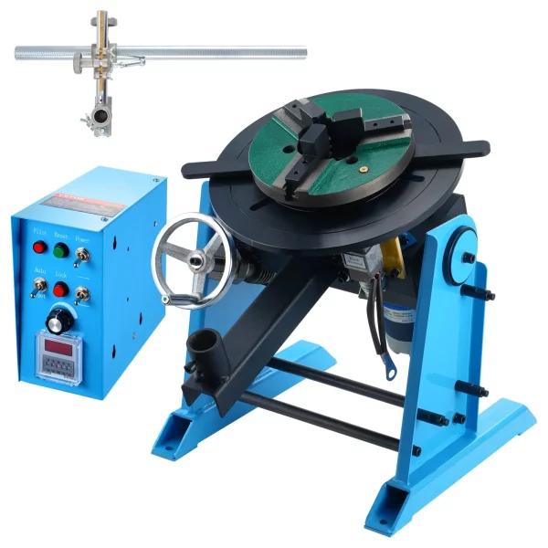 Zvárací otočný stôl 80W, zvárací polohovač 1-12 ot./min., manipulátor, otočný stôl 30 kg (horizontálne)/15 kg (vertikálne), uhol sklonu 0-90°, trojčeľusťové skľučovadlo KD200 na rezanie, brúsenie a montáž – Obrázok 3