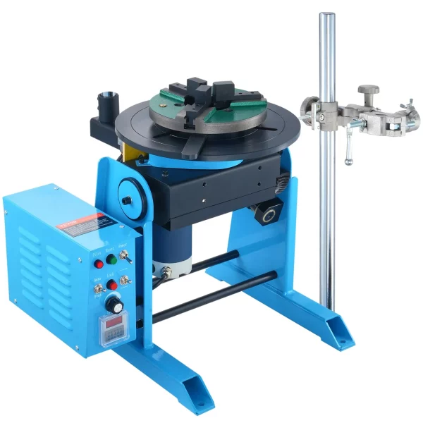 Zvárací otočný stôl 80W, zvárací polohovač 1-12 ot./min., manipulátor, otočný stôl 30 kg (horizontálne)/15 kg (vertikálne), uhol sklonu 0-90°, trojčeľusťové skľučovadlo KD200 na rezanie, brúsenie a montáž – Obrázok 2