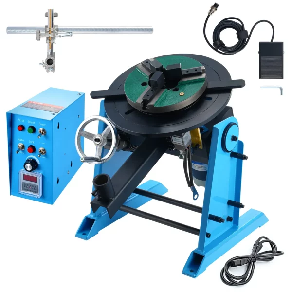 Zvárací otočný stôl 80W, zvárací polohovač 1-12 ot./min., manipulátor, otočný stôl 30 kg (horizontálne)/15 kg (vertikálne), uhol sklonu 0-90°, trojčeľusťové skľučovadlo KD200 na rezanie, brúsenie a montáž – Obrázok 5