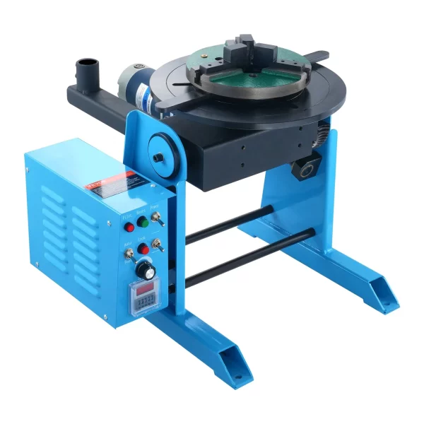 Otočný zvárací stôl 120W, polohovač zvárania, manipulátor 0,5-6 ot./min., otočný stôl 25 kg (horizontálne)/50 kg (vertikálne), uhol sklonu 0-90°, trojčeľusťové skľučovadlo KD200 na rezanie, brúsenie a montáž – Obrázok 2
