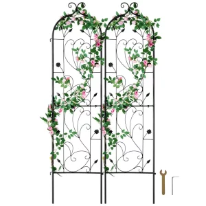Sada 2 kovových mriežok odolných voči hrdzi na záhradné kvety 38x152 cm, mriežka, pomôcka na lezenie, mriežka na rastliny pre ruže, opora pre uhorky, dekoratívna mriežka na plamienky na nádvoria a trávniky
