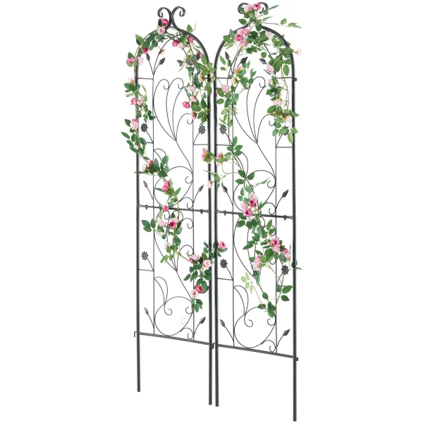 Sada 2 kovových mriežok odolných voči hrdzi na záhradné kvety 38x152 cm, mriežka, pomôcka na lezenie, mriežka na rastliny pre ruže, opora pre uhorky, dekoratívna mriežka na plamienky na nádvoria a trávniky – Obrázok 3