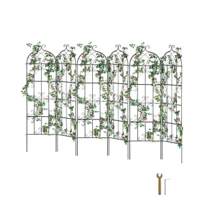 Podpora pre popínavé rastliny, 51x180 cm, Sada 6 nehrdzavejúcich kovových mriežok na záhradné kvety, Pomôcka na lezenie, Mriežka pre ruže, Podpora pre uhorky, Dekoratívna mriežka pre plamienky na nádvoria a trávniky