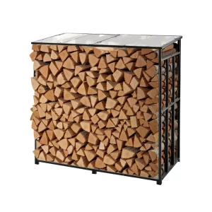 Kovový stojan na drevo, 143 x 70 x 143 cm, stojan na drevo, prístrešok na drevo, max. nosnosť 300 kg, stojan na drevo, skladovanie dreva, pomôcka na stohovanie na verandy, terasy, záhrady
