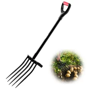 Vidly na hnoj, 5-hroté záhradné vidly s vidlami na hnoj, 1050 mm vidly, vidly na hnoj s rukoväťou v tvare Y, kované oceľové rýľové vidly na seno, kompostovanie zemiakov, presádzanie, prevzdušňovanie
