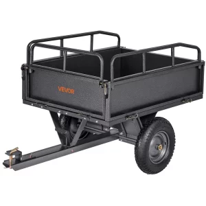 Sklápací príves, nosnosť 226,79 kg, prepravný príves pre štvorkolky a UTV 142 x 76 x 70 cm, sklápač s pneumatikami 35,56 cm, ručné alebo nožné ovládanie, záhradný príves pre kosačky na trávu