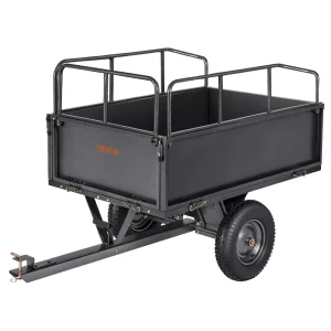 Sklápací príves, nosnosť 272 kg, prepravný príves pre štvorkolky a UTV, ťahací sklápač s pneumatikami 40,64 cm, ručné ťahanie alebo nožné ovládanie, záhradný príves pre kosačky na trávu