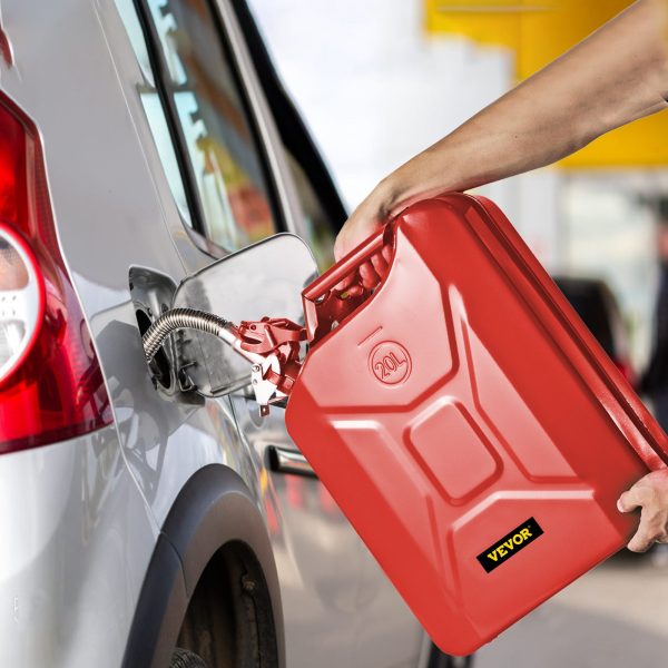 Kanister na benzín 20 l, balenie 2 kusov, s flexibilným hrdlom 300 mm, uzamykateľná nádrž na benzín, pre väčšinu áut, nákladných vozidiel a spotrebičov, červený – Obrázok 6