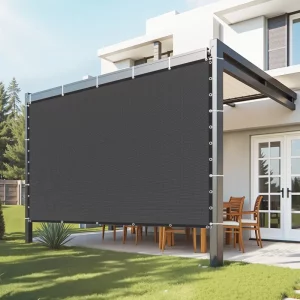 Tieniaca plachta s 90% ochranou proti slnku (305 x 305 cm) pre pergolu s očkami z nehrdzavejúcej ocele, tieniaca plachta z HDPE materiálu 140 g/m², na vonkajšiu terasu, záhradu a dvor (čierna)
