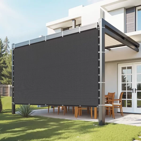 Tieniaca plachta s 90% ochranou proti slnku (305 x 305 cm) pre pergolu s očkami z nehrdzavejúcej ocele, tieniaca plachta z HDPE materiálu 140 g/m², na vonkajšiu terasu, záhradu a dvor (čierna)