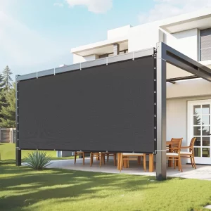 Tieniaca plachta s 90% ochranou proti slnku (244 x 366 cm) pre pergolu s očkami z nehrdzavejúcej ocele, tieniaca plachta z HDPE materiálu 140 g/m², na vonkajšiu terasu, záhradu a dvor (čierna)