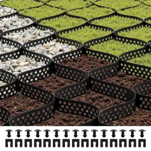 štrková mriežka, hĺbka 50 mm, trávniková mriežka 10000 x 3000 mm, štrková voština, HDPE voštinová mriežka, priepustná geomreža na stabilizáciu príjazdových ciest, pre záhradu, terasu, chodník, parkovanie pre karavany