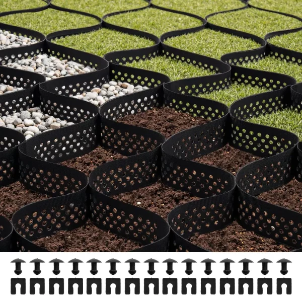 štrková mriežka, hĺbka 75 mm, trávniková mriežka 7600 x 2900 mm, štrková voština, HDPE voštinová mriežka, priepustná geomreža na stabilizáciu príjazdových ciest, pre záhradu, terasu, chodník, parkovanie pre karavany