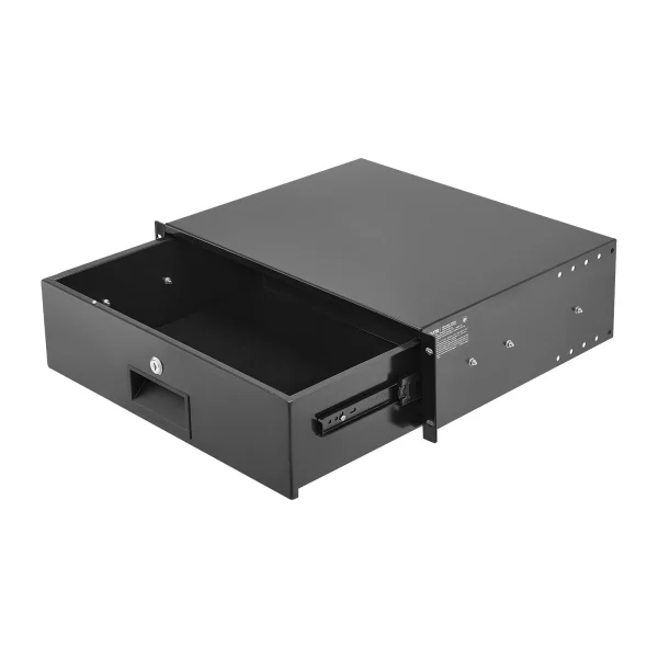3U Rack Drawer, 22,68 kg uzamykateľná skriňa pre server, posuvná zásuvka so zámkom a otvormi na vedenie káblov, pre 482 mm sieťový server, AV rack alebo skriňu – Obrázok 2