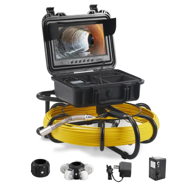 Kanalizačný fotoaparát  91,5 m, 23 cm obrazovka, inšpekčná kamera na potrubie s funkciou DVR, IP68 kamera s 12 nastaviteľnými LED diódami, s 16 GB SD kartou pre kanalizačné potrubia, dom, kanalizáciu, odtokové potrubie