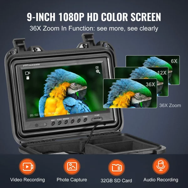 Kanalizačný senzor  50m, 23cm inšpekčná kamera na potrubie s 512Hz sledovaním, funkciou DVR, IP68 kamerou s 12 nastaviteľnými LED diódami, 16GB SD kartou pre kanalizačné potrubia, inštaláciu kanalizačných a odtokových potrubí – Obrázok 4