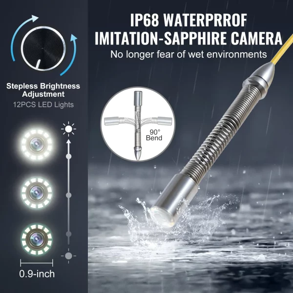 Kamera na potrubie 30 m Kanalizačný inšpekčný fotoaparát 23 cm obrazovka 36x zoom – Obrázok 7