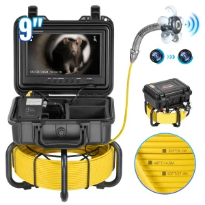 Kanalizačný senzor  50m, 23cm inšpekčná kamera na potrubie s 512Hz sledovaním, funkciou DVR, IP68 kamerou s 12 nastaviteľnými LED diódami, 16GB SD kartou pre kanalizačné potrubia, inštaláciu kanalizačných a odtokových potrubí
