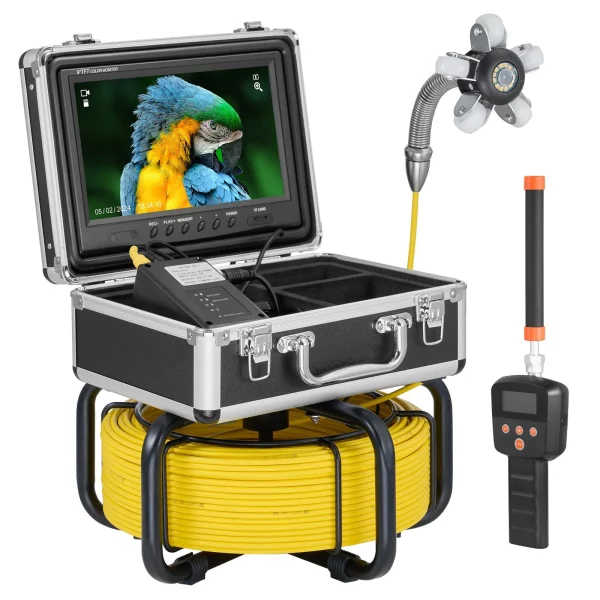 Kanalizačný fotoaparát  s lokalizátorom 512Hz, 50m samonivelačná inšpekčná kamera na potrubie s 9-palcovým HD displejom s rozlíšením 1080P, 36x zoom, kamera na potrubie s 12 LED diódami, 32GB SD karta, pre kanalizačné potrubia – Obrázok 2