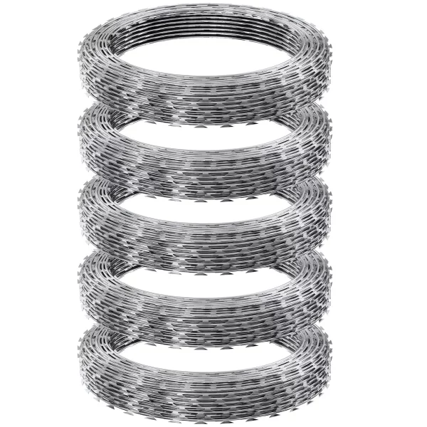 Ostnatý drôt NATO 75 m (5 roliek x 15 m) Špirálový bariérový drôt Ostnatý plot Ostré čepele (0,51 mm) a pletivo s jadrom (približne 4 mm) pre výnimočnú špirálovú ochranu – Obrázok 5