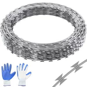 Ostnatý drôt Nato 30 m (2 kotúče x 15 m) Špirálový bariérový drôt Ostnatý plot Ostré čepele (0,51 mm) a pletivo s jadrom (približne 4 mm) pre výnimočnú špirálovú ochranu