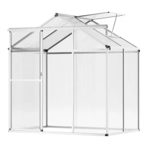 Polykarbonátový skleník 184x126x193cm, kvetináč s nastaviteľnými vetracími oknami, skleník v štýle pavilónu s posuvnými dverami, hliníkový skleník do záhrady