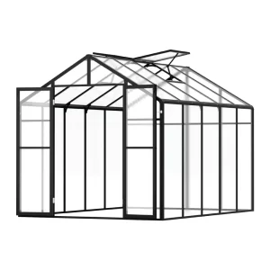 Polykarbonátový skleník 236x402,5x207 cm, kvetináč s 2 vetracími oknami, skleník v štýle pavilónu s francúzskymi dverami, hliníkový skleník s možnosťou pripojenia do vonkajšej záhrady