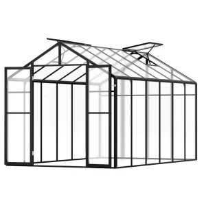 Polykarbonátový skleník 236x346x207cm, kvetináč s 2 vetracími oknami, skleník v štýle pavilónu s francúzskymi dverami, hliníkový skleník s možnosťou pripojenia do vonkajšej záhrady