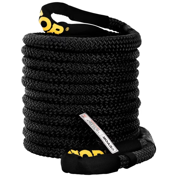 Kinetické ťažné lano 32 mm x 9,6 m 23 723 kg Dvojito opletené nylonové kinetické ťahacie lano so slučkami a ochrannými krytmi pre nákladné vozidlá, štvorkolky, UTV vrátane prepravnej tašky, čierne – Obrázok 4