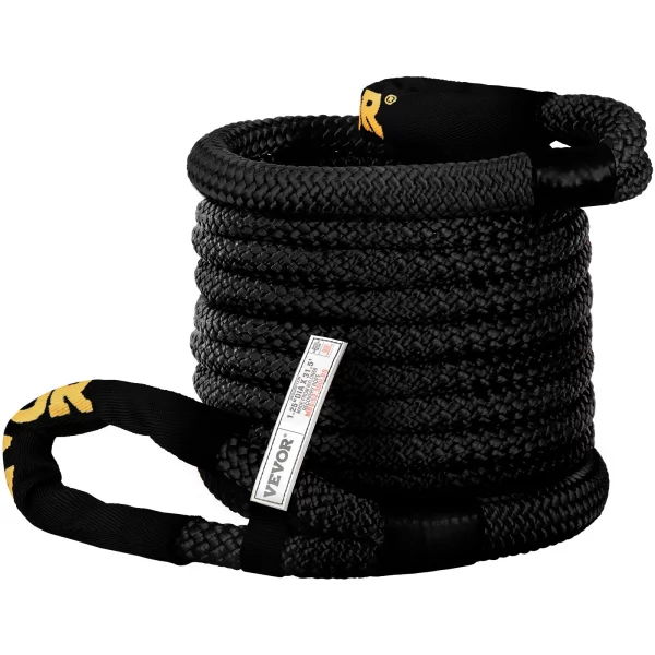 Kinetické ťažné lano 32 mm x 9,6 m 23 723 kg Dvojito opletené nylonové kinetické ťahacie lano so slučkami a ochrannými krytmi pre nákladné vozidlá, štvorkolky, UTV vrátane prepravnej tašky, čierne – Obrázok 3