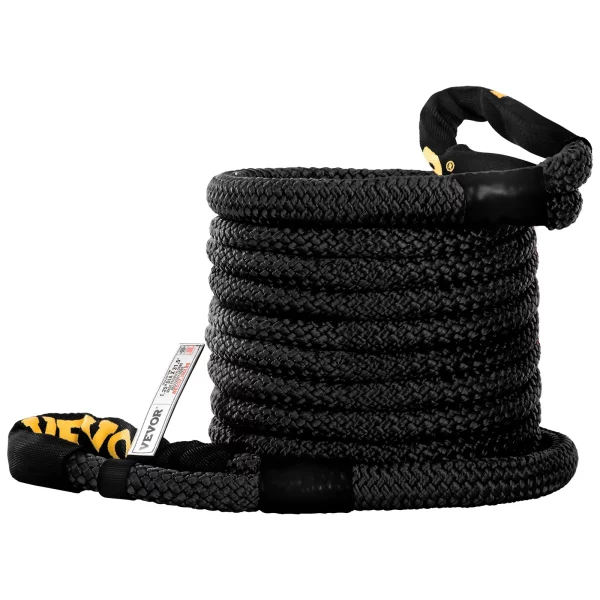 Kinetické ťažné lano 32 mm x 9,6 m 23 723 kg Dvojito opletené nylonové kinetické ťahacie lano so slučkami a ochrannými krytmi pre nákladné vozidlá, štvorkolky, UTV vrátane prepravnej tašky, čierne – Obrázok 5