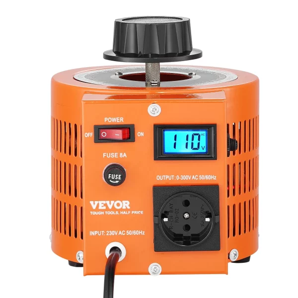 2000VA transformátor s premenlivým napätím, 6,6 A, vstup 230 V, výstup 0 – 300 V, regulátor striedavého napätia, s LCD displejom, 4 prídavné poistky, pre domácnosť, priemysel a kanceláriu – Obrázok 2