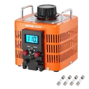 2000VA transformátor s premenlivým napätím, 6,6 A, vstup 230 V, výstup 0 – 300 V, regulátor striedavého napätia, s LCD displejom, 4 prídavné poistky, pre domácnosť, priemysel a kanceláriu
