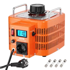 3000VA Automatický transformátor s premenlivým napätím, 10 A, vstup 230 V, výstup 0 – 300 V, regulátor striedavého napätia, s LCD displejom, 4 prídavné poistky