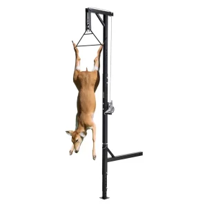 Zverejňovací kladkostroj s navijakom a hákom, nosnosť 181 kg, zverejňovací kladkostroj pre nákladné vozidlá s prijímačom 5,08 cm, otočná hriadeľ o 360 stupňov a nastaviteľná výška, na sťahovanie a čistenie zveri pri love