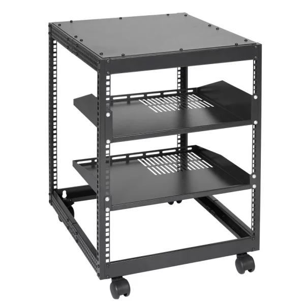 12U otvorený serverový rack 58,5-101,6 cm nastaviteľná hĺbka voľne stojaci/nástenný sieťový serverový rack 4-stĺpikový AV rack s kolieskami pre všetky vaše sieťové IT zariadenia AV zariadenia