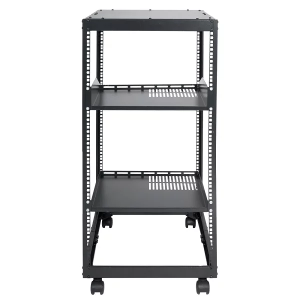 20U otvorený serverový rack, voľne stojaci alebo nástenný sieťový serverový rack, 4-stĺpový AV rack s kolieskami, pojme všetky vaše sieťové IT zariadenia, AV zariadenia – Obrázok 2